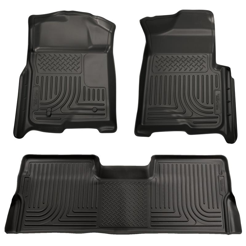 Ford F-150 Floor Liners - Front + Rear - Husky Liners - WeatherBeater - Black - `09-`12